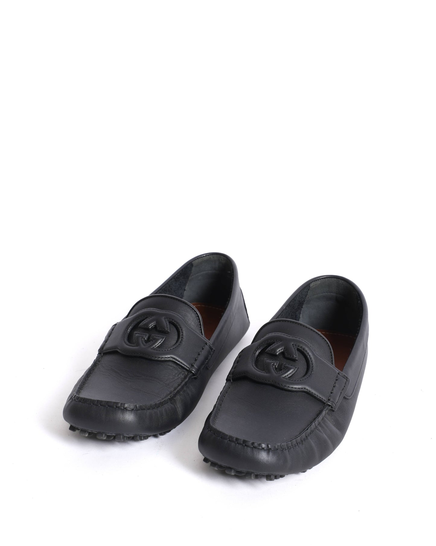 New Gucci  Leather GG Loafers in black