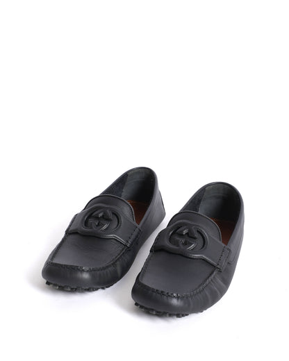 New Gucci  Leather GG Loafers in black