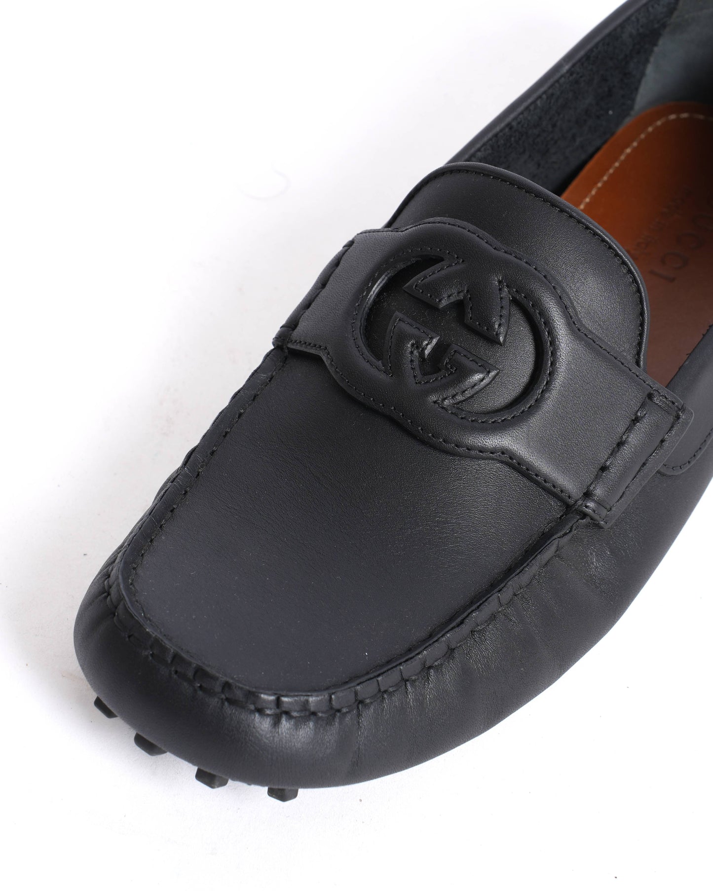 New Gucci  Leather GG Loafers in black