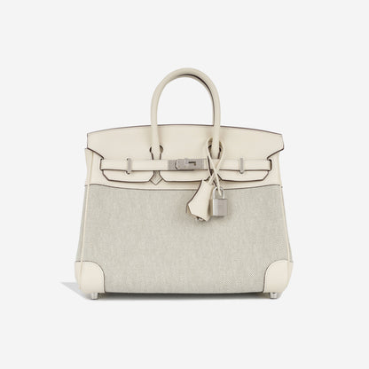 Birkin 25 Toile - Nata Swift / Vert Amande Quadrille Toile