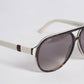 New Gucci men Tortoiseshell Brown/White Frames Gray Lenses Sunglasses