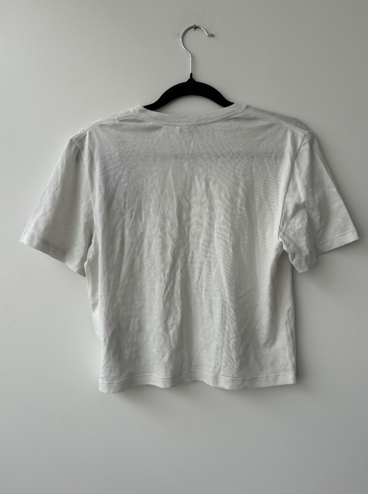 Yves Saint Laurent Beige Logo Cropped T-Shirt