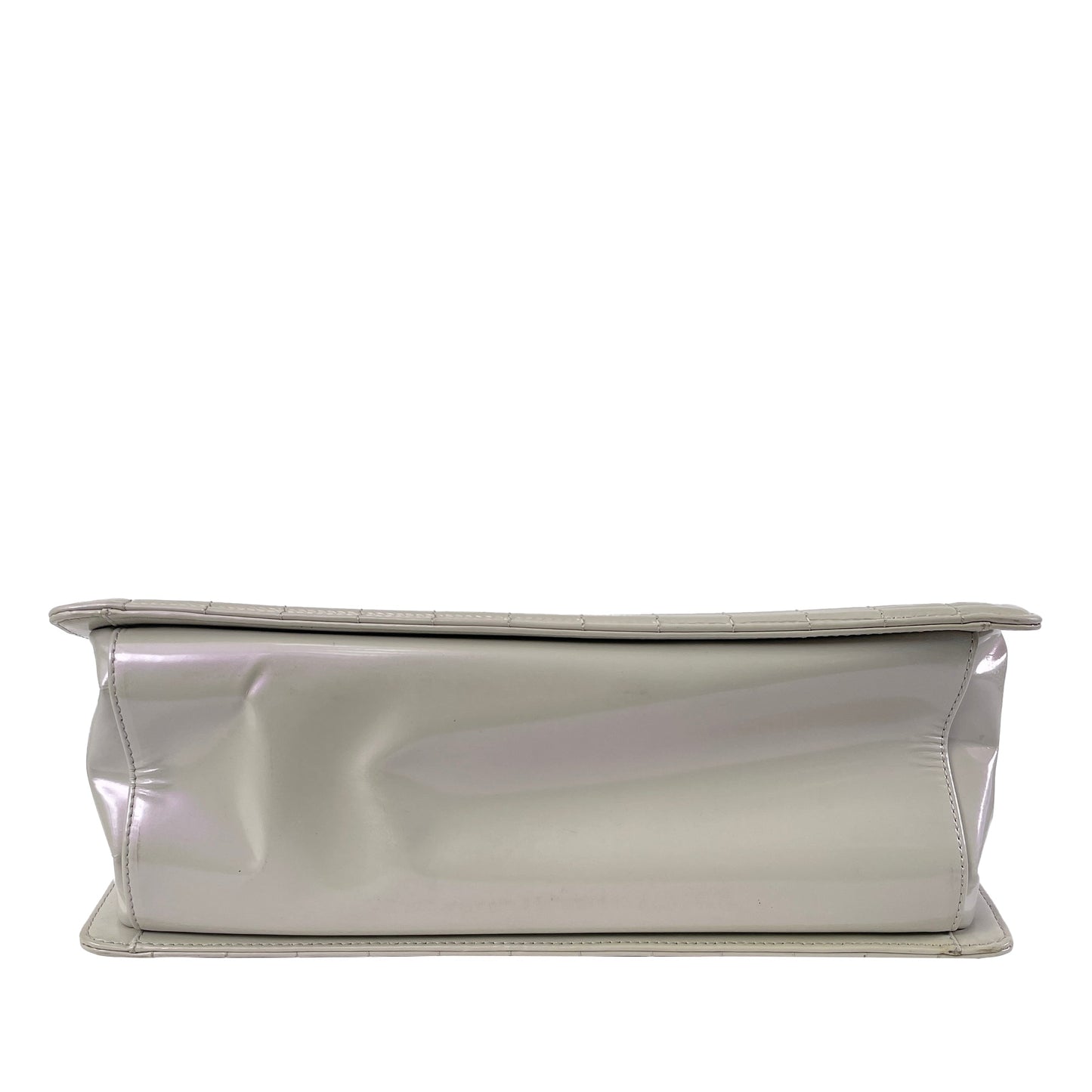 Gray Chanel Iridescent Patent Boy Reverso Shopping Tote