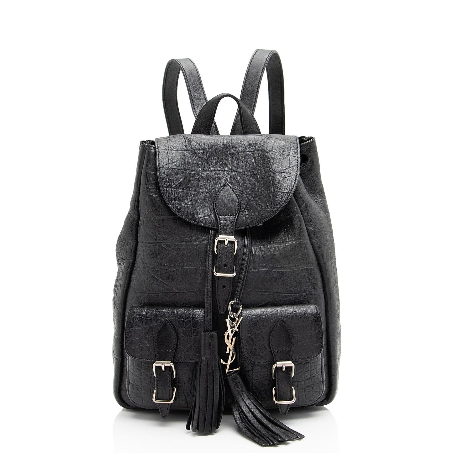 Saint Laurent Croc Embossed Lambskin Festival Backpack (SHF-8lf36x)