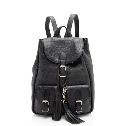 Saint Laurent Croc Embossed Lambskin Festival Backpack (SHF-8lf36x)