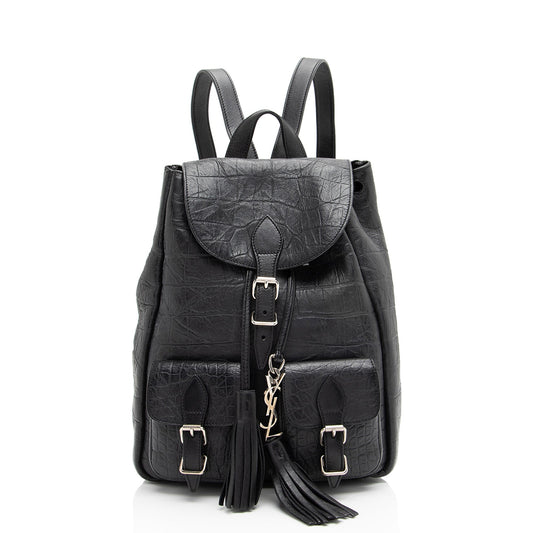 Saint Laurent Croc Embossed Lambskin Festival Backpack (SHF-8lf36x)