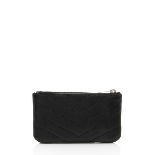 Saint Laurent Lambskin Monogram Cassandre Key Pouch (SHF-Ffj9zM)