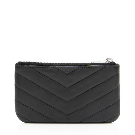 Saint Laurent Lambskin Monogram Cassandre Key Pouch