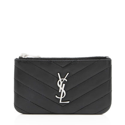 Saint Laurent Lambskin Monogram Cassandre Key Pouch