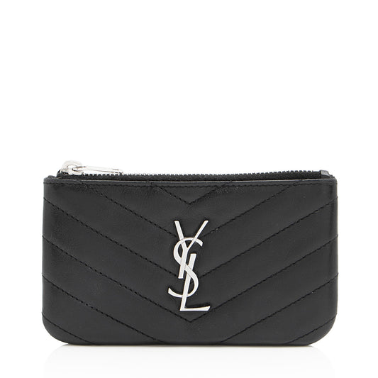 Saint Laurent Lambskin Monogram Cassandre Key Pouch