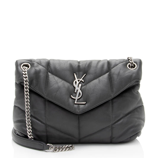 Saint Laurent Lambskin Monogram Puffer LouLou Medium Shoulder Bag (SHF-RIYiYF)