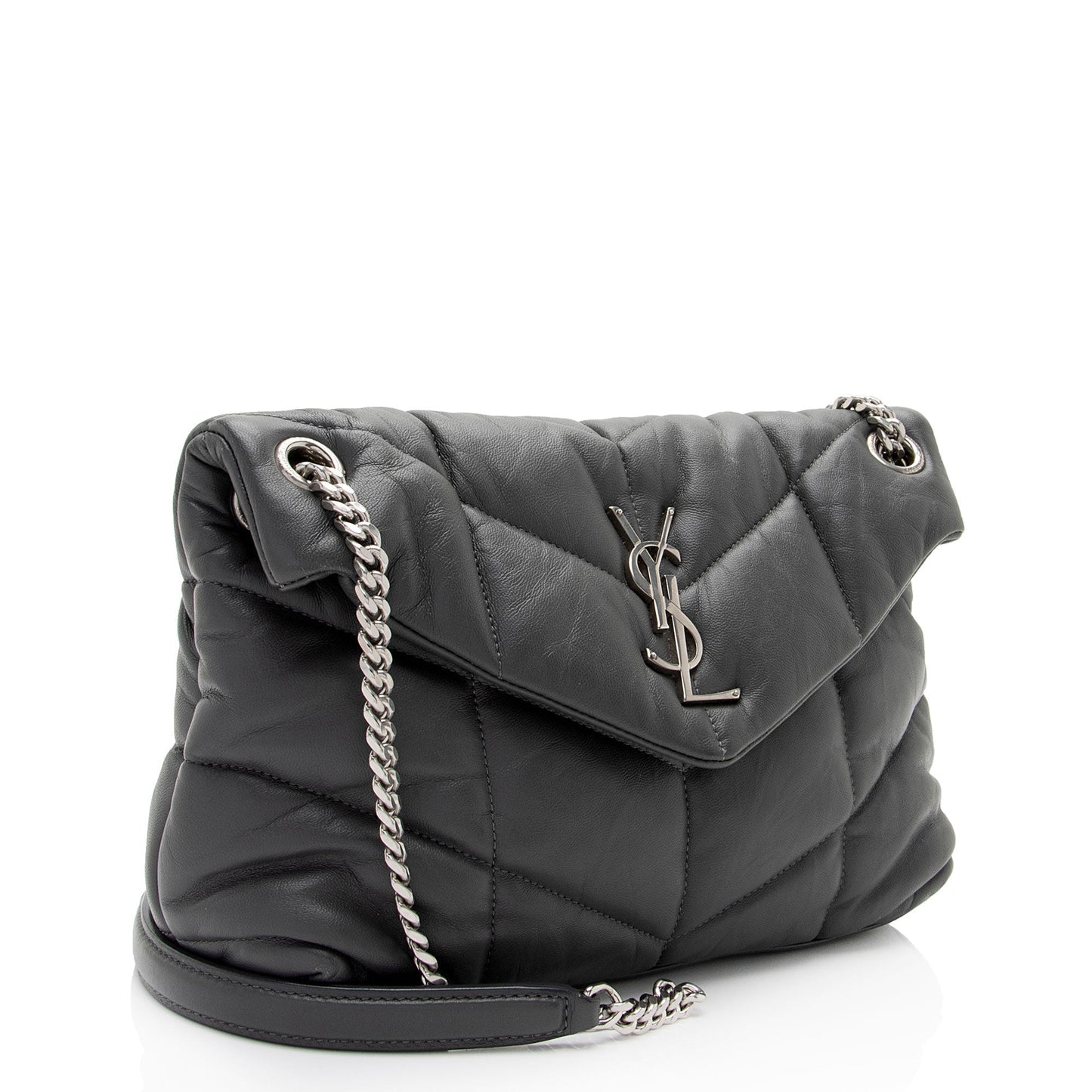 Saint Laurent Lambskin Monogram Puffer LouLou Medium Shoulder Bag (SHF-RIYiYF)