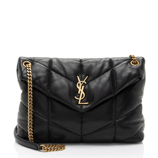 Saint Laurent Lambskin Monogram Puffer LouLou Medium Shoulder Bag (SHF-A0xwhw)