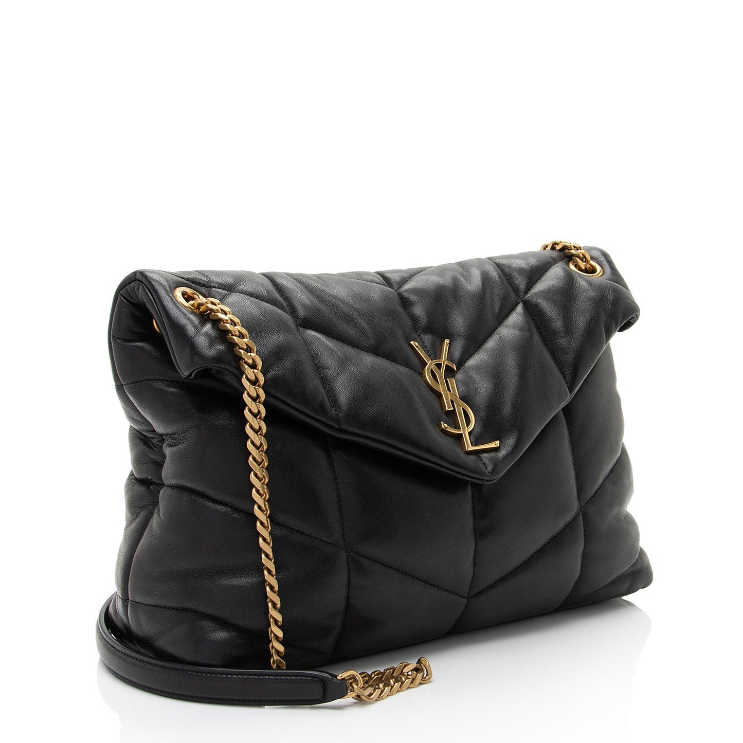 Saint Laurent Lambskin Monogram Puffer LouLou Medium Shoulder Bag (SHF-A0xwhw)