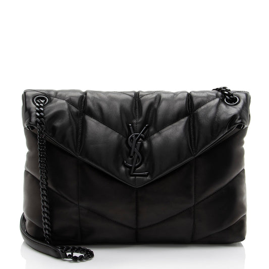 Saint Laurent Lambskin Monogram Puffer LouLou Medium Shoulder Bag