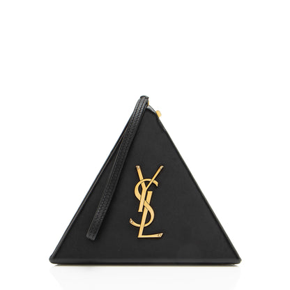 Saint Laurent Lambskin Monogram Pyramid Clutch