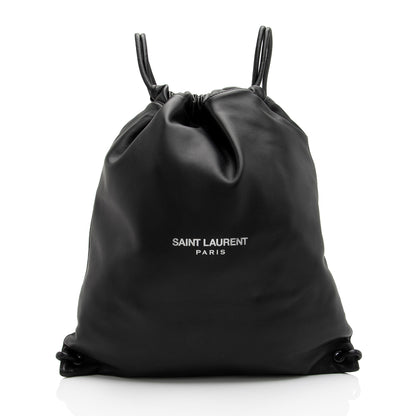 Saint Laurent Lambskin Teddy Drawstring Backpack (SHF-AWdD6b)