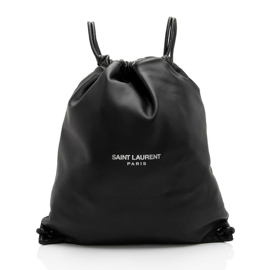 Saint Laurent Lambskin Teddy Drawstring Backpack (SHF-AWdD6b)