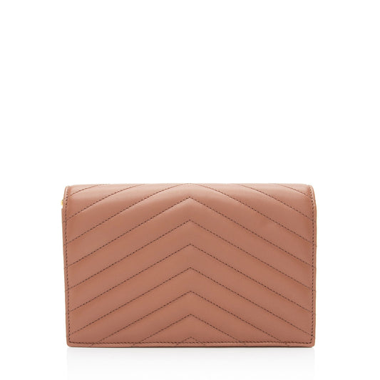Saint Laurent Matelasse Lambskin Monogram Envelope Chain Wallet