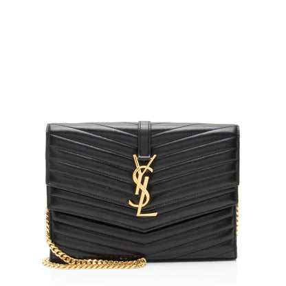 Saint Laurent Matelasse Lambskin Monogram Sulpice Chain Wallet
