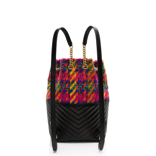 Saint Laurent Matelasse Lambskin Tweed Monogram Joe Backpack (SHF-akbPI0)