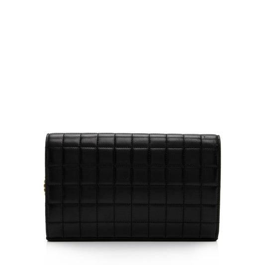 Saint Laurent Quilted Lambskin Monogram Cassandre Chain Wallet (SHF-4bOtX7)