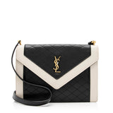 Saint Laurent Quilted Lambskin Monogram Gaby Shoulder Bag (SHF-23711)