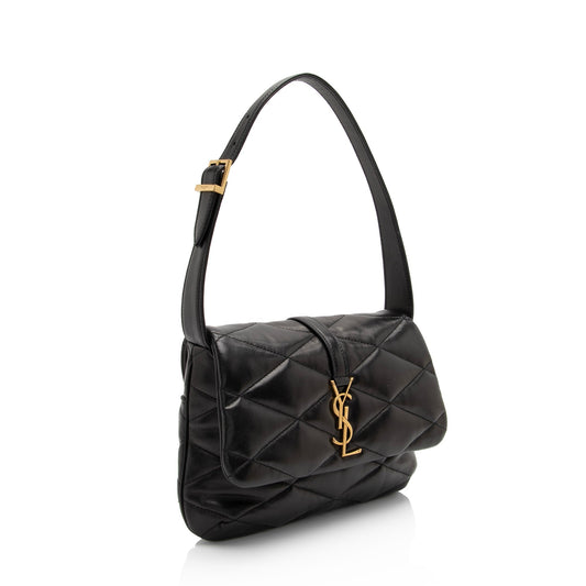 Saint Laurent Quilted Lambskin Monogram Le 57 Hobo (SHF-tj7V1J)