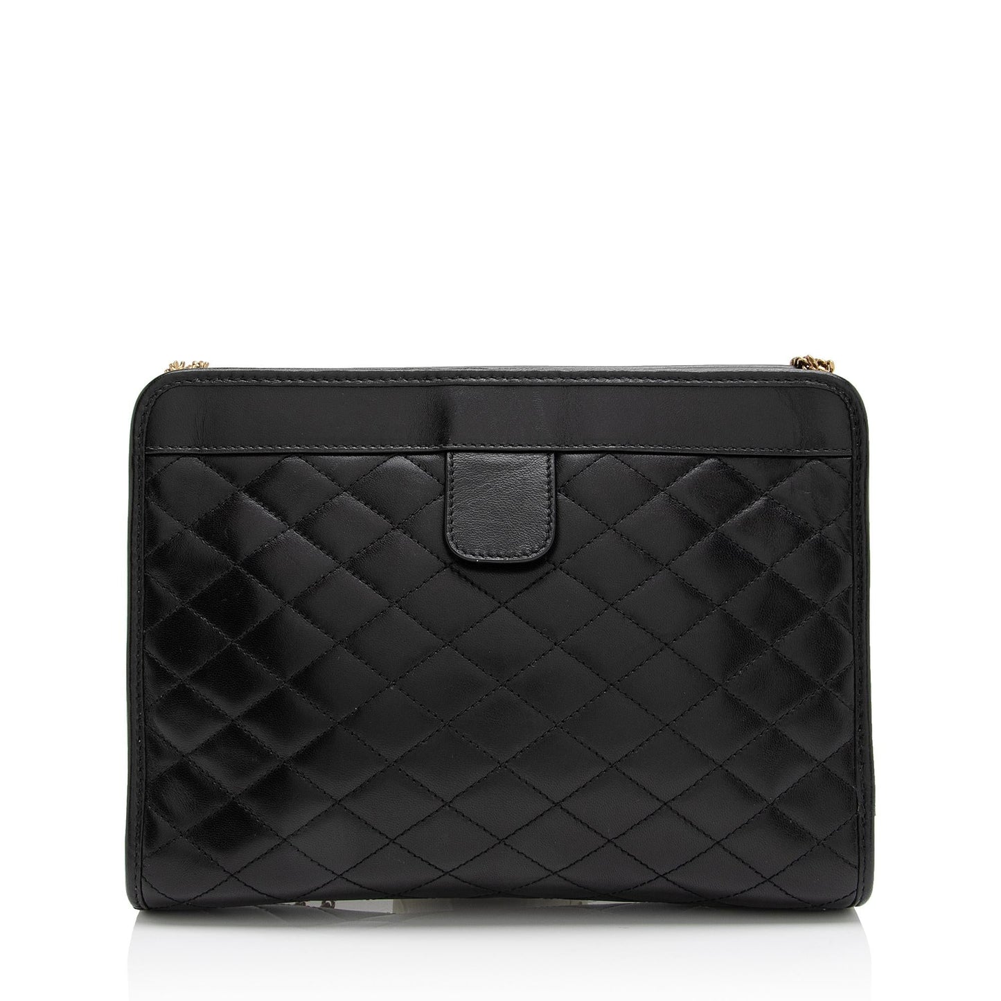 Saint Laurent Quilted Lambskin Monogram Victoire Baby Chain Clutch (SHF-M6OIgU)