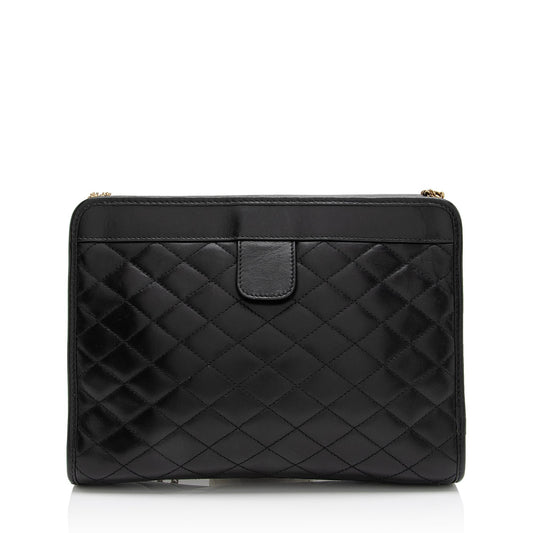 Saint Laurent Quilted Lambskin Monogram Victoire Baby Chain Clutch (SHF-M6OIgU)