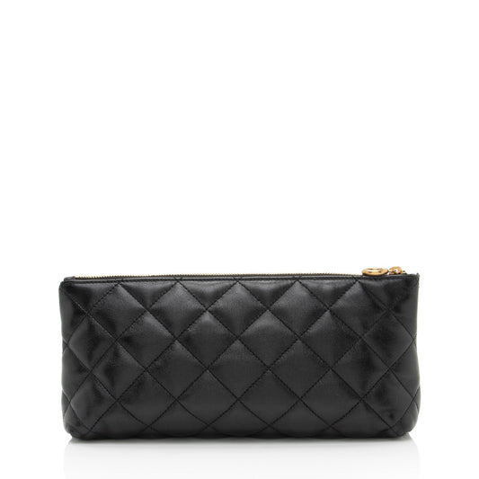 Saint Laurent Quilted Lambskin Pouch (SHF-j2MZSD)