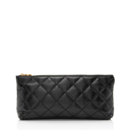 Saint Laurent Quilted Lambskin Pouch (SHF-j2MZSD)