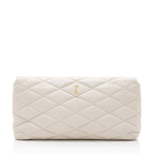 Saint Laurent Quilted Lambskin Puffer Sade Clutch (SHF-Acb2VB)