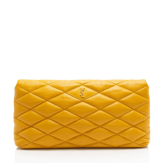 Saint Laurent Quilted Lambskin Puffer Sade Clutch