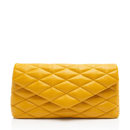 Saint Laurent Quilted Lambskin Puffer Sade Clutch