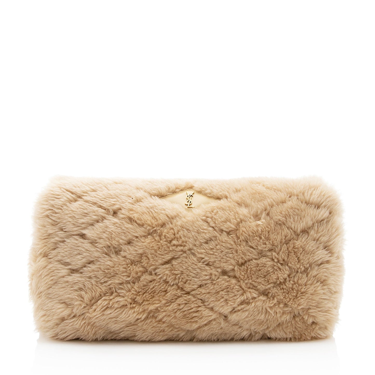 Saint Laurent Shearling Lambskin Puffer Sade Clutch - FINAL SALE (SHF-OG4bp5)
