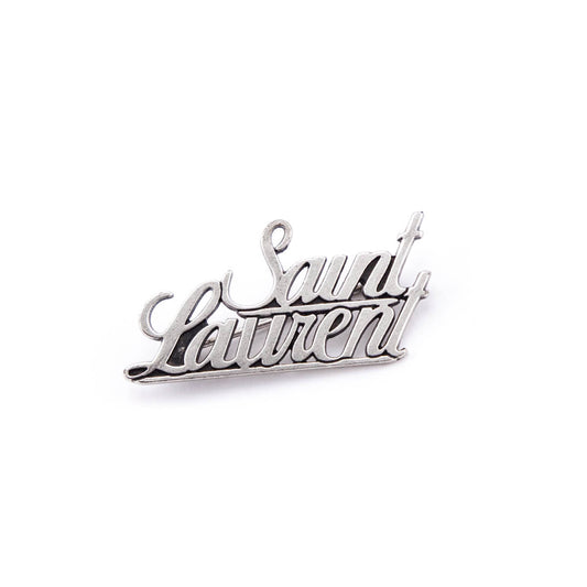 Saint Laurent Aged Brass Logo Brooch