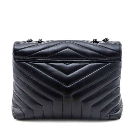 Saint Laurent Black Calfskin Y Quilted Monogram Medium Loulou Chain Satchel