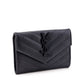 Saint Laurent Black Grain De Poudre Matelasse Chevron Small Monochrome Monogram Envelope Wallet