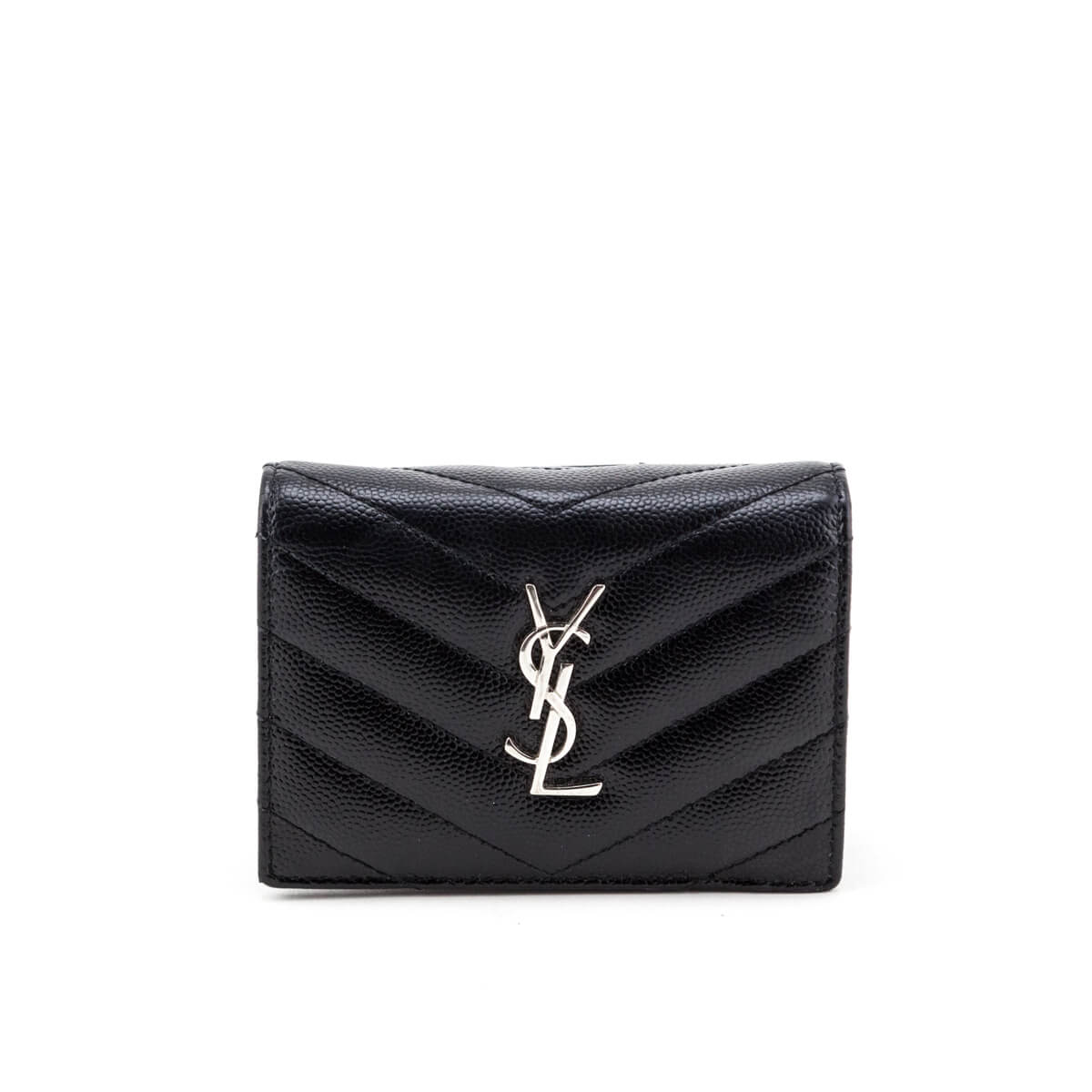 Saint Laurent Black Grain De Poudre Monogram Card Case