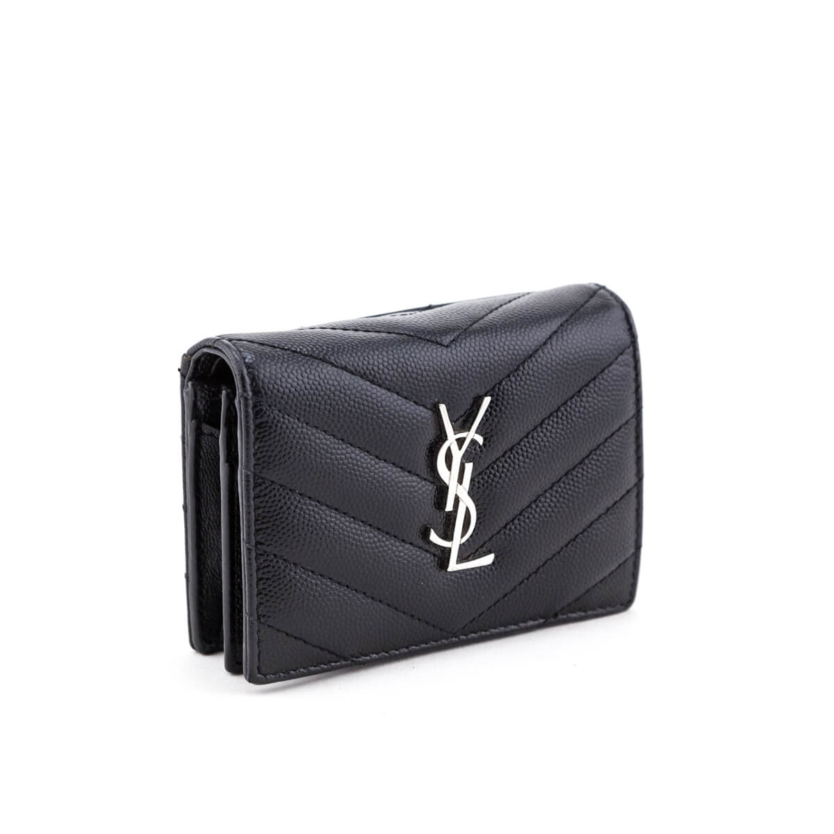 Saint Laurent Black Grain De Poudre Monogram Card Case