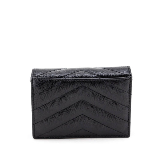 Saint Laurent Black Grain De Poudre Monogram Card Case