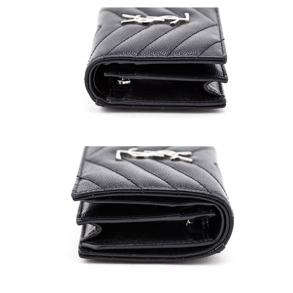 Saint Laurent Black Grain De Poudre Monogram Card Case