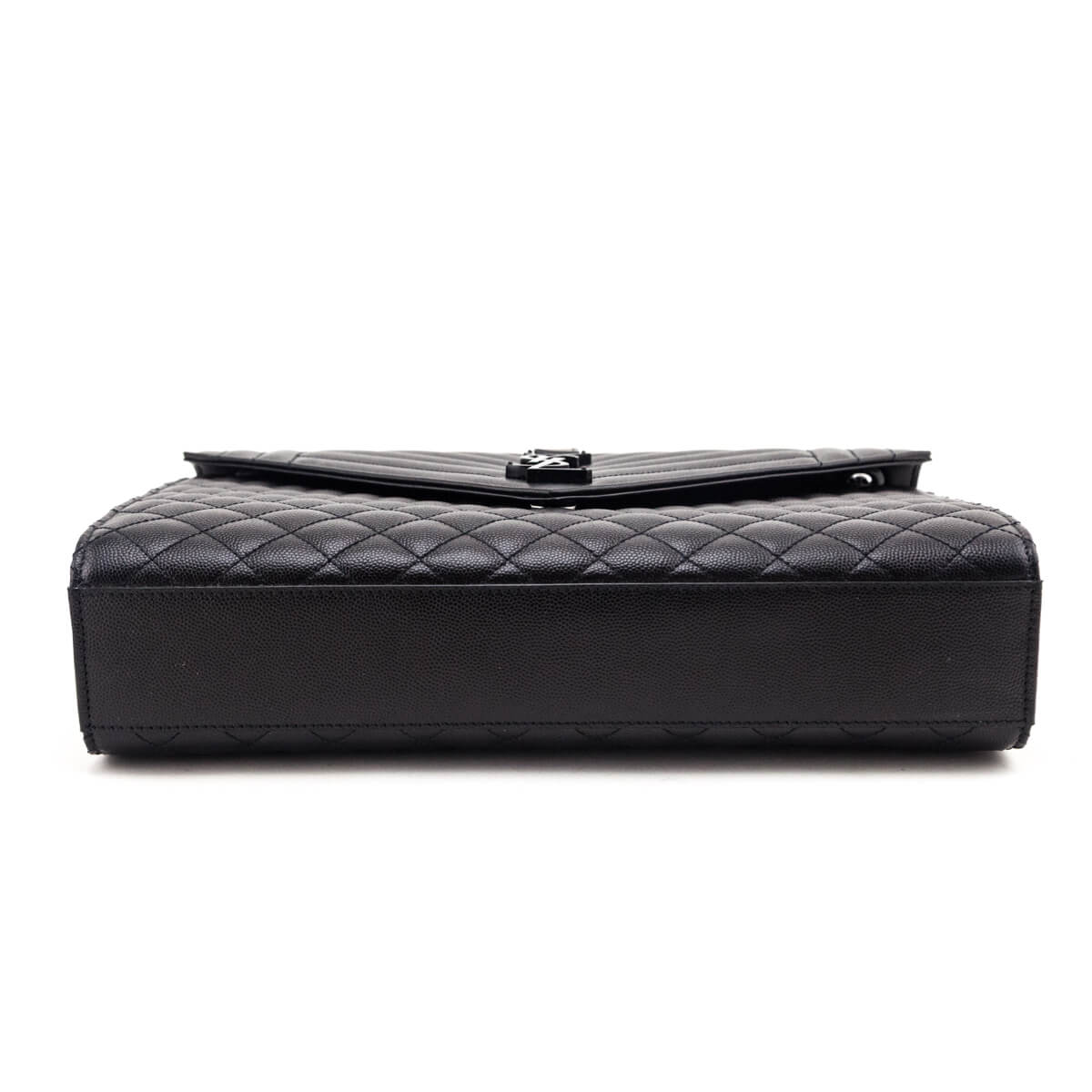 Saint Laurent Black Grain de Poudre Mixed Matelasse Triquilt Large Monogram Satchel