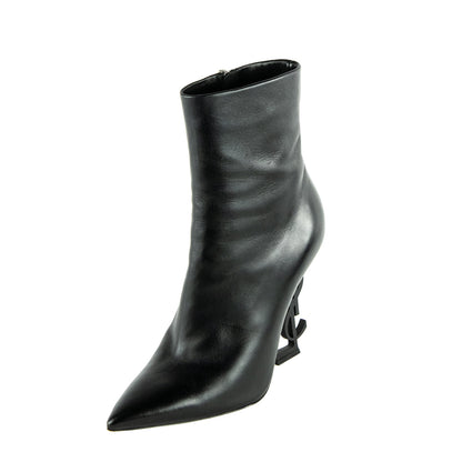 Saint Laurent Black Leather Opyum Ankle Boots Size US 6 | EU 36