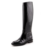 Saint Laurent Black Patent Knee-High Riding Boots Size US 8.5 | EU 38.5