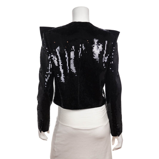 Saint Laurent Black Satin & Sequin Jacket Size M | FR 38