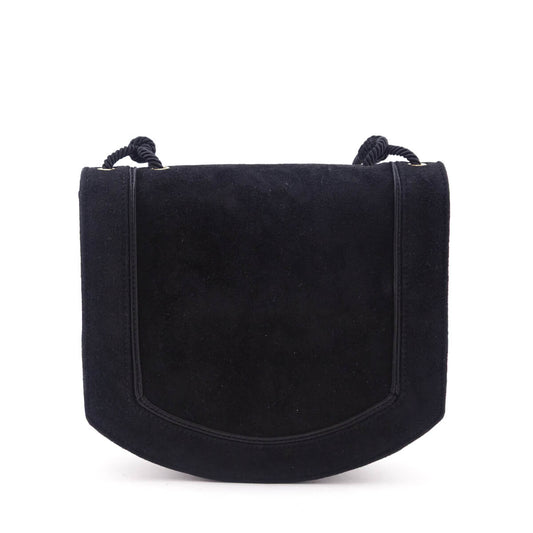 Saint Laurent Black Suede Medium Monogram Fetish Satchel