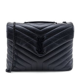 Saint Laurent Black Y Quilted Leather Monogram Medium Loulou Chain Satchel