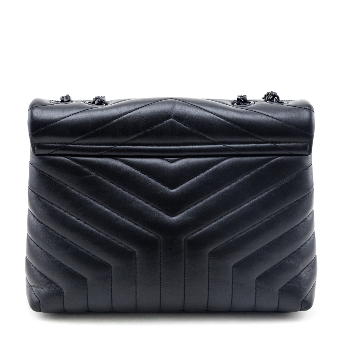 Saint Laurent Black Y Quilted Leather Monogram Medium Loulou Chain Satchel
